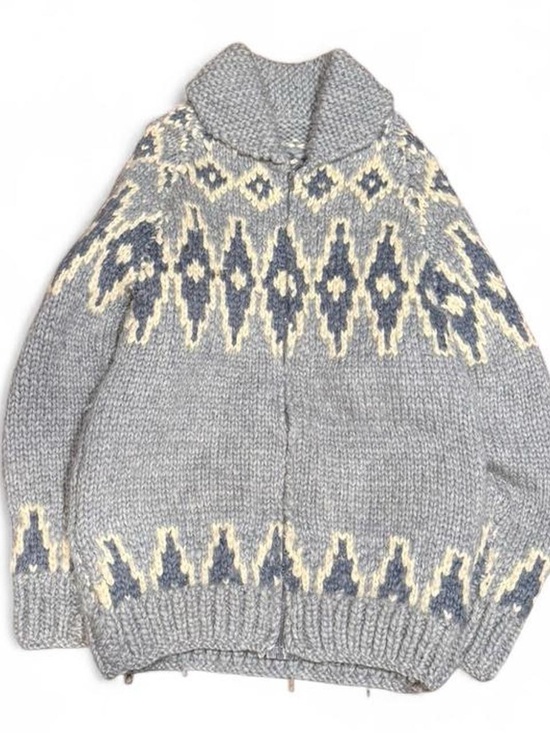 cowichan Other - Vintage 70s Cowichan Hand Knit Aztec Wool Zip Up Sweater